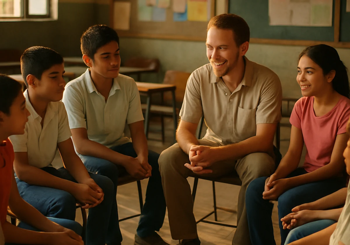 Teachers sharing their overseas teaching stories with students